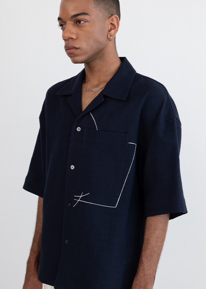 EMBROIDERED SHIRT [NAVY]
