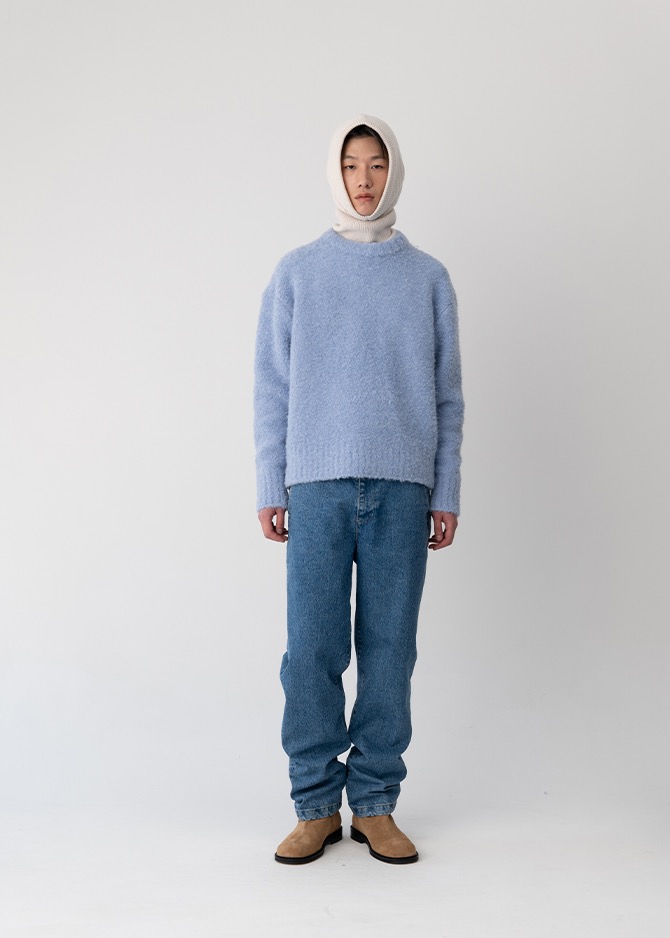 BOUCLE ROUND NECK PULLOVER [LIGHT BLUE]